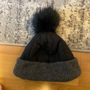 Zara Black Knit Hat with Pom-Pom
